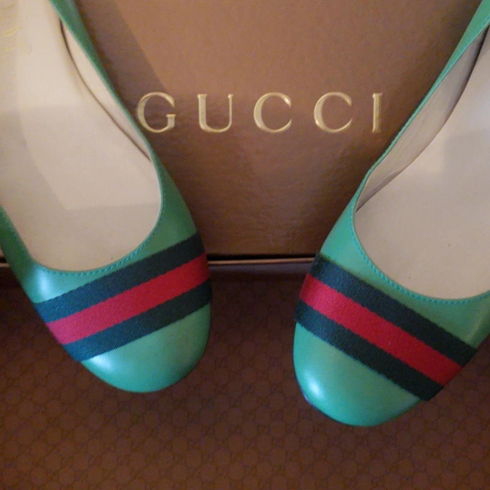 Gucci green striped flats - Picture 6 of 6